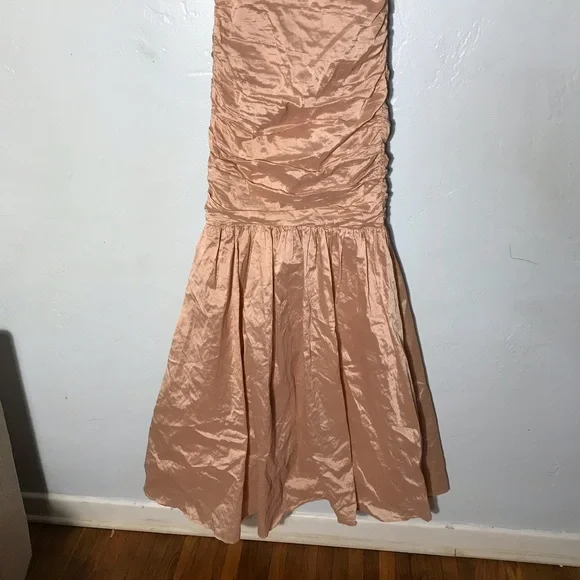 NWT Bcbgmaxazria geo formal gown blush pink color sz 8 lace taffeta fit + flare - Picture 8 of 15